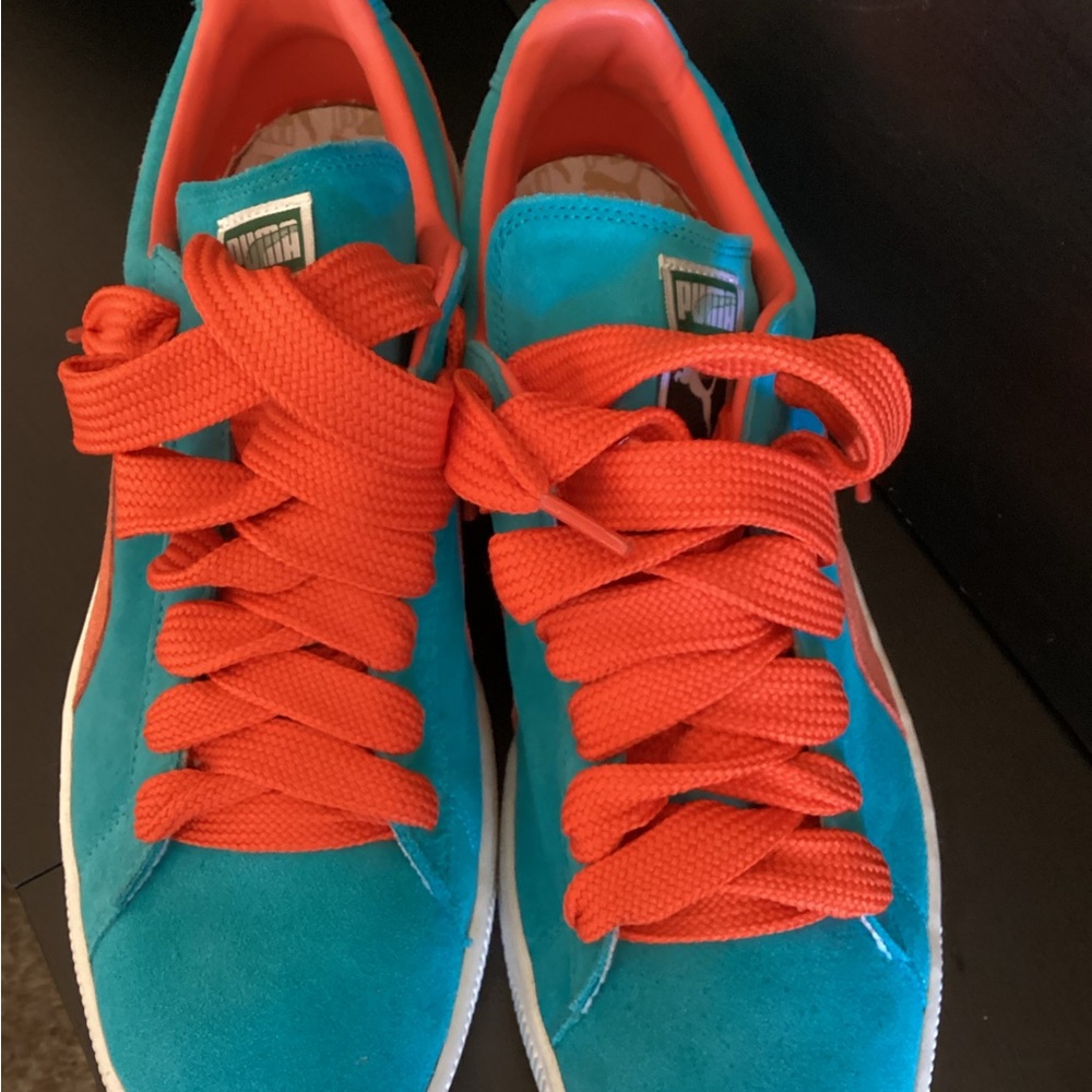 Puma Women's Vibrant Teal and Orange Sneakers